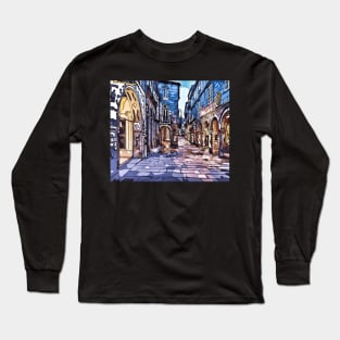 Santiago de Compostela, Vilar Street, illustrations from Galicia way of st james Long Sleeve T-Shirt